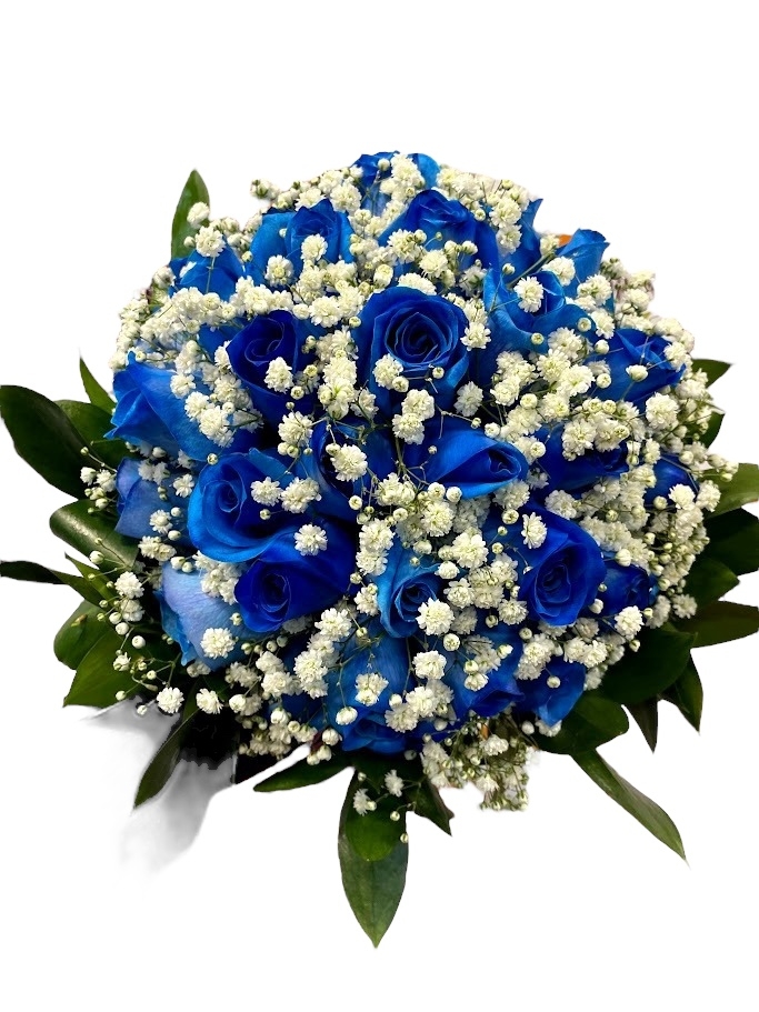 Buquê de Noiva Amor Eterno de Rosas Azuis - Pequeno