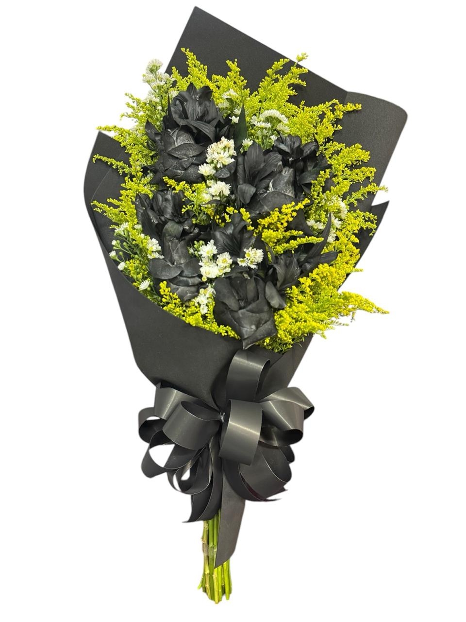 Braçadinha de 04 Rosas Pretas (Mine Buquê)