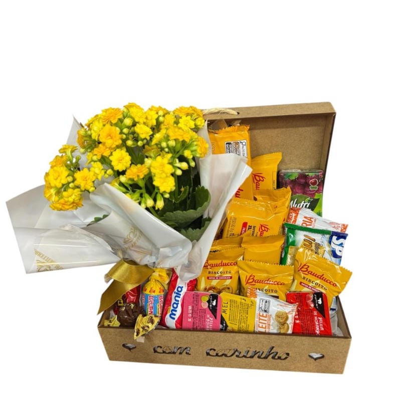 Caixa de Lanche P - Com Flor da Fortuna e lanche