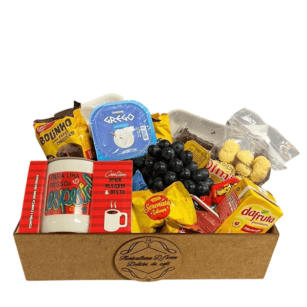 Cesta em Bandeja de Café ou Lanche Pequena 25 itens