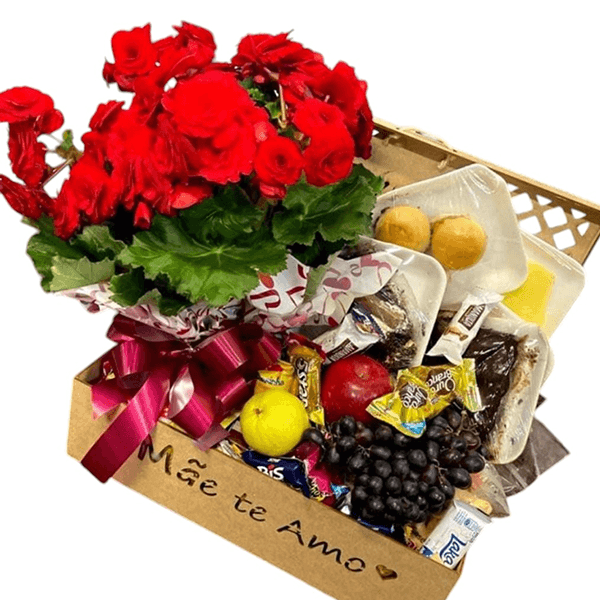 Bandeja de café grande com begônia