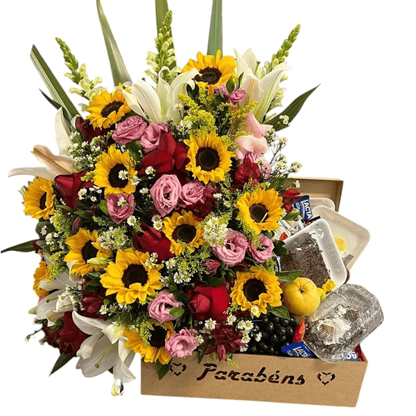 Caixa de café da manhã ou lanche com mais de 50 item Arranjo G